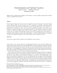 Prioritarianism and Optimal Taxation Matti Tuomala1 Matthew Weinzierl2 December 31, 2020