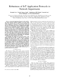 Robustness of Iot Application Protocols to Network Impairments