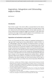 Separation, Integration and Citizenship, Reply to Glenn