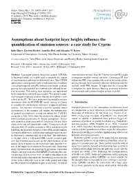 Assumptions About Footprint Layer Heights Inﬂuence the Quantiﬁcation of Emission Sources: a Case Study for Cyprus