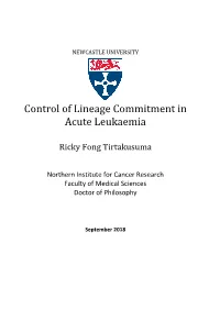 Control of Lineage Commitment in Acute Leukaemia
