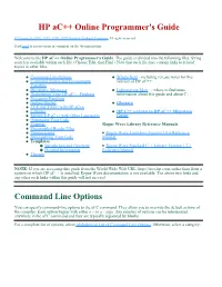 HP Ac++ Online Programmer's Guide Command Line Options