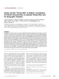 In Dialysis: Contribution of Patient Characteristics to Ischemic Stroke Rate and Its Geographic Variation
