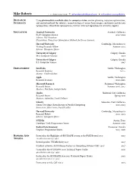 Mike Roberts Curriculum Vitae
