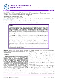 Real World Efficacy and Tolerability of Acotiamide, in Relieving Meal