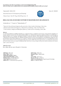 Risk Analysis and Decision Support in Transportation Megaprojects