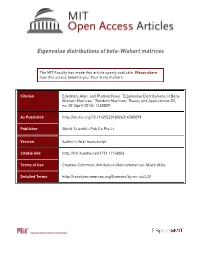 Eigenvalue Distributions of Beta-Wishart Matrices