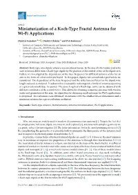 Miniaturization of a Koch-Type Fractal Antenna for Wi-Fi Applications