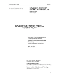 NIST: Implementing Internet Firewall Security Policy