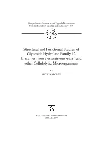 Structural and Functional Studies of Glycoside Hydrolase Family 12 Enzymes from Trichoderma Reesei and Other Cellulolytic Microorganisms