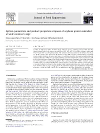 System Parameters and Product Properties Response of Soybean Protein Extruded at Wide Moisture Range