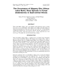 The Occurrence of Slippery Elm (Ulmus Rubra Muhl.) Root Sprouts in Forest Understories in East-Central Illinois