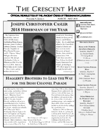 Joseph Christopher Casler 2018 Hibernian of the Year