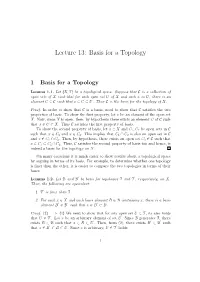 Lecture 13: Basis for a Topology