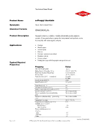 N-Propyl Acetate Technical Data Sheet