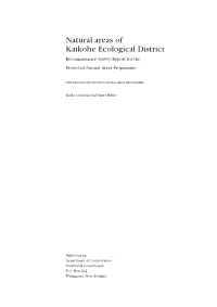 Natural Areas of Kaikohe Ecological District Reconnaissance Survey Report for the Protected Natural Areas Programme