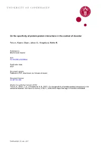 On the Specificity of Protein-Protein Interactions in the Context of Disorder