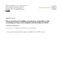 Supplement of Observation-Based Modelling of Permafrost Carbon ﬂuxes with Accounting for Deep Carbon Deposits and Thermokarst Activity