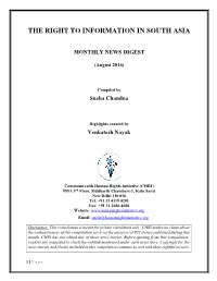 The Right to Information in South Asia
