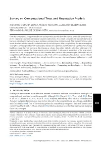 101 Survey on Computational Trust and Reputation Models