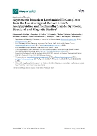Asymmetric Dinuclear Lanthanide(III) Complexes from the Use Of