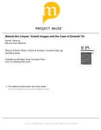 Behold the Corpse: Violent Images and the Case of Emmett Till