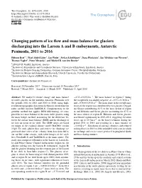 Changing Pattern of Ice Flow and Mass Balance for Glaciers Discharging
