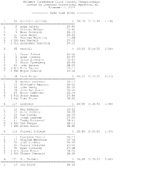 Midwest Conference Cross Country Championships Hosted by Lawrence University, Appleton, WI November 1, 2014 ===MENS TEAM