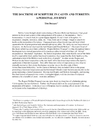 The Doctrine of Scripture in Calvin and Turretin: a Personal Journey