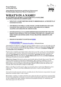 WHAT's in a NAME Extends UK Tour Into 2020