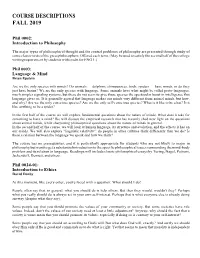 Course Descriptions Fall 2019