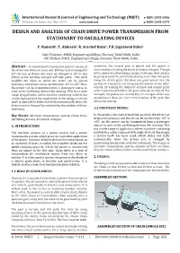 Design and Analysis of Chain Drive Power Transmission from Stationary to Oscillating Devices