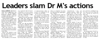Leaders Slam Dr M's Actions