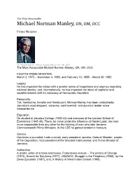 Michael Norman Manley, ON, OM, OCC