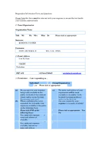 Respondent Information Form and Questions
