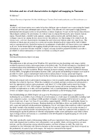 Selection and Use of Soil Characteristics in Digital Soil Mapping in Tanzania
