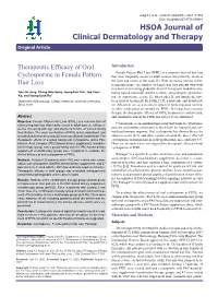 Therapeutic Efficacy of Oral Cyclosporine in Female Pattern Hair Loss