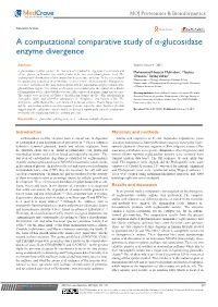 A Computational Comparative Study of Α-Glucosidase Enzyme Divergence ©2015 Mehraban Et Al
