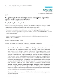 A Lightweight White-Box Symmetric Encryption Algorithm Against Node Capture for Wsns †