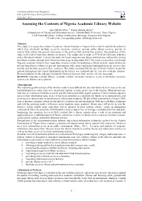 Assessing the Contents of Nigeria Academic Library Website