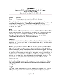Assignment: Common MGT 360 Management Analysis Report Wayne.Smith@Csun.Edu [ Updated: Tuesday, March 12, 2019 ]
