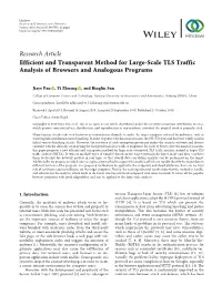 Efficient and Transparent Method for Large-Scale TLS Traffic Analysis of Browsers and Analogous Programs