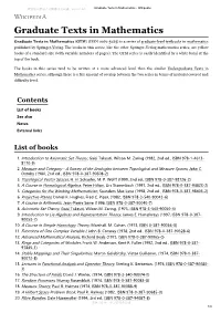 Graduate Texts in Mathematics (GTM) (ISSN 0072-5285) Is a Series of Graduate-Level Textbooks in Mathematics Published by Springer-Verlag
