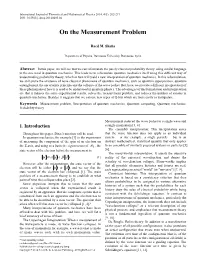 On the Measurement Problem