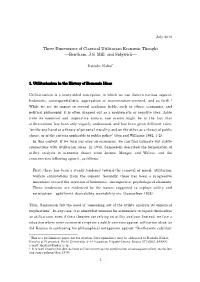 Three Dimensions of Classical Utilitarian Economic Thought ––Bentham, J.S