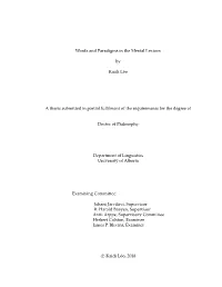 Words and Paradigms in the Mental Lexicon by Kaidi L˜Oo a Thesis