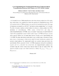 1,2,4-Trimethylbenzene Transformation Reaction Compared with Its Transalkylation Reaction with Toluene Over USY-Zeolite Catalyst