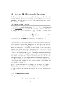 12 Lecture 12: Holomorphic Functions
