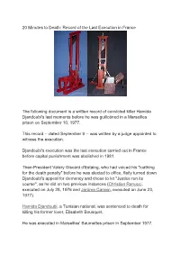 20 Minutes to Death: Record of the Last Execution in France The