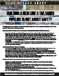 Building a New Line 3 Tar Sands Pipeline Is NOT About Safety